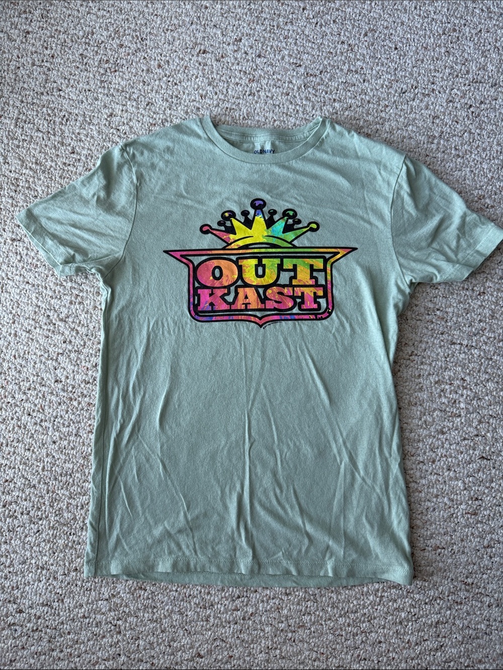 OutKast woman shirt xs Light Green Graphic Tee with Rainbow old navy